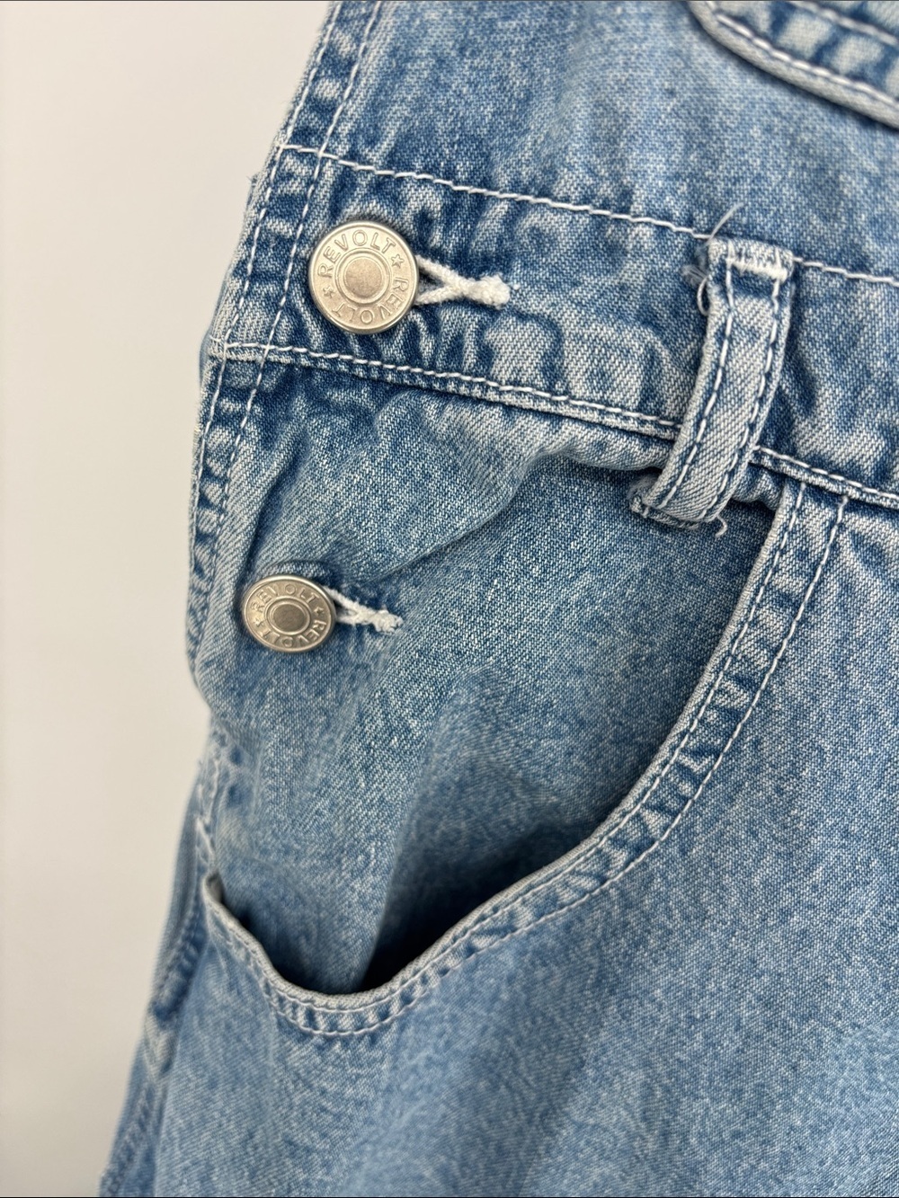 Revolt Perfect Style vintage adjustable cotton denim overall bibs size medium - Picture 4 of 10